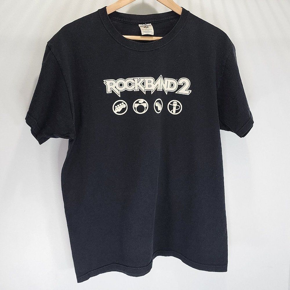Rock Band 2 OG Retro Gamer Shirt Black Classic Fun Vintage‎ Size Mens Large